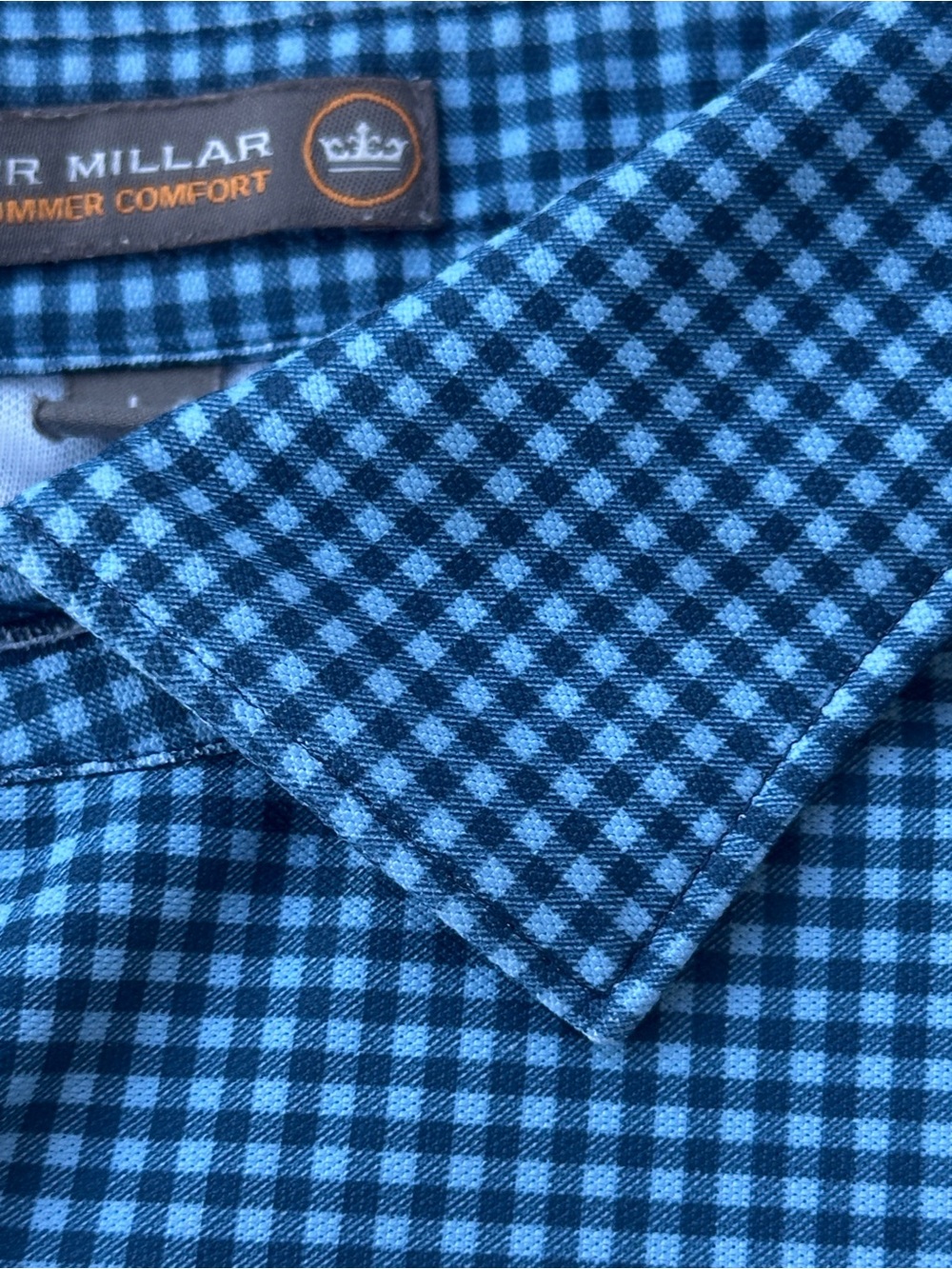 Peter Millar Polo Shirt, Men’s Golf Shirt, Blue Check, Blue Gingham